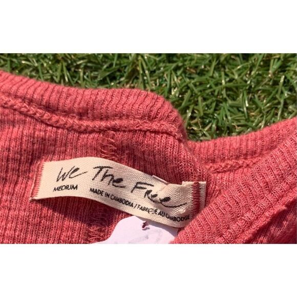 Free People Pink Rose Button Front Dream Weaver BOHO TANK TOP sz M - Picture 6 of 8